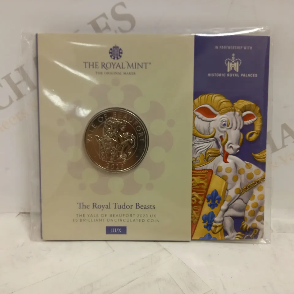 THE ROYAL MINT THE ROYAL TUDOR BEASTS THE YALE OF BEAUFORT 2023 UK £5 BRILLIANT UNCIRCULATED COIN