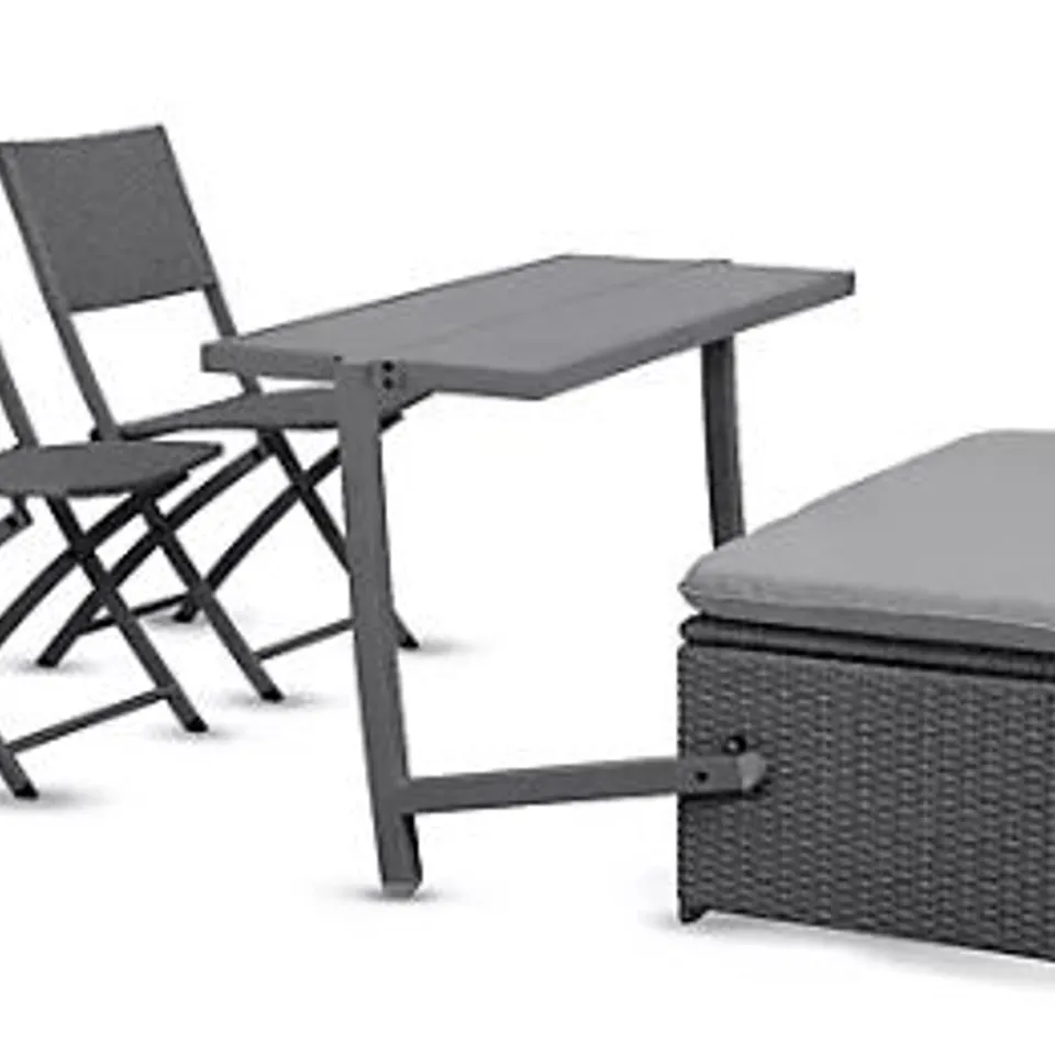 BOXED MY GARDEN STORIES MULTIFUNCTIONAL GARDEN STORAGE BENCH & 2X CHAIRS GREY