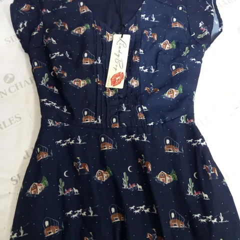 LINDY BOP BRIA MIDI DRESS IN BLUE - SIZE 8