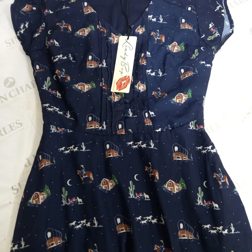 LINDY BOP BRIA MIDI DRESS IN BLUE - SIZE 8