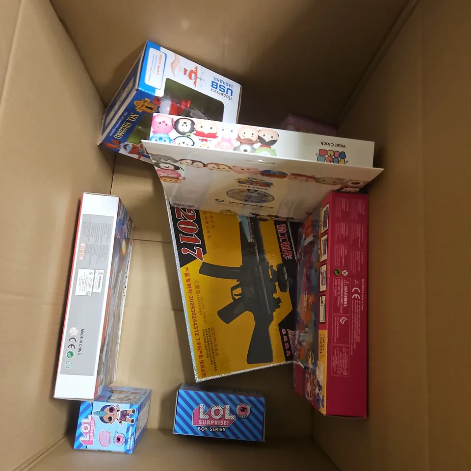 BOX OF APPROXIMATELY 10 ASSORTED KIDS TOYS TO INLCUDE