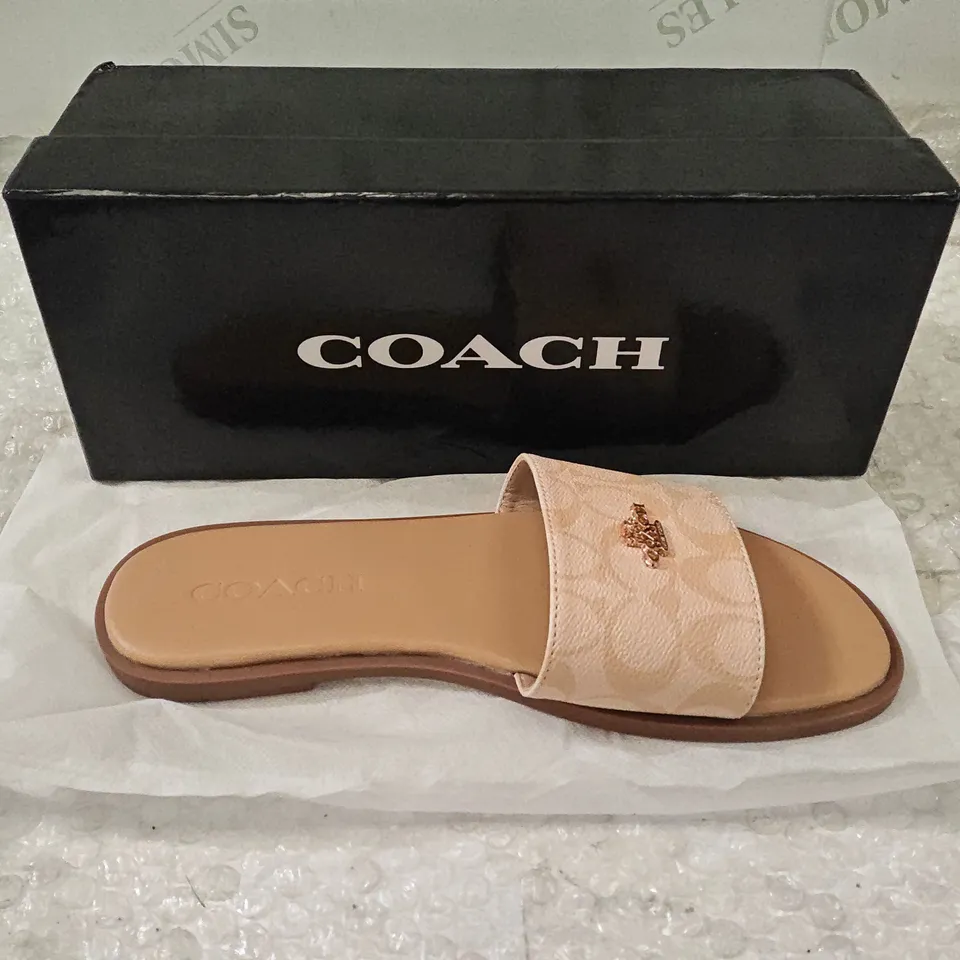 COACH SANDALS – BEIGE MONOGRAM STRAP, UK 6 (EU 39)