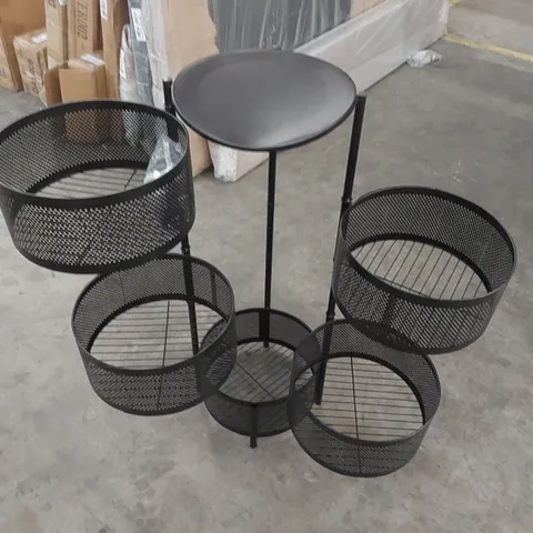 BOXED 5-TIER METAL SHELVING UNIT ON WHEELS - BLACK (1 BOX)