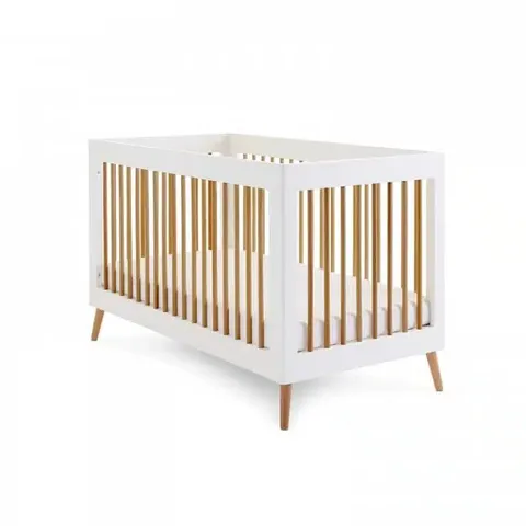 BOXED OBABY MAYA COT BED - WHITE WITH NATURAL (2 BOXES)