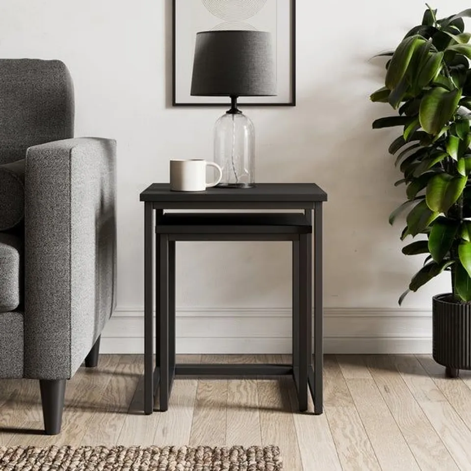 BOXED FULTON SQUARE NEST OF TABLES - BLACK (1 BOX)
