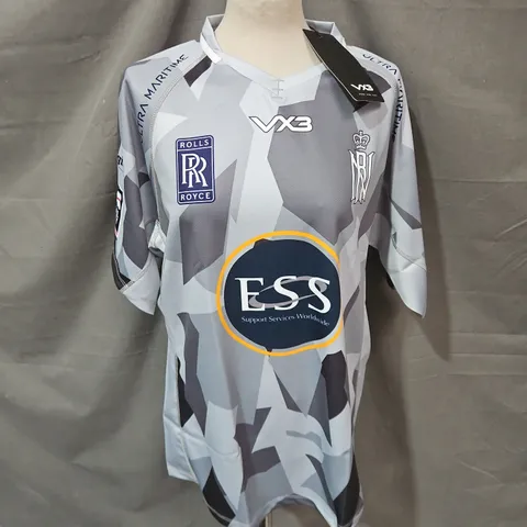 VX3 ROYAL NAVY RUGBY 24/26 REPLICA AWAY SHIRT IN GREY CAMO SIZE XL