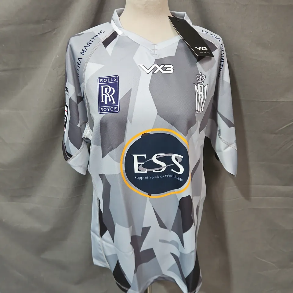 VX3 ROYAL NAVY RUGBY 24/26 REPLICA AWAY SHIRT IN GREY CAMO SIZE XL