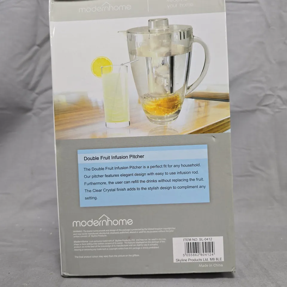 MODERNHOME DOUBLE FRUIT INFUSION PITCHER – 2.4–2.8 L, CLEAR