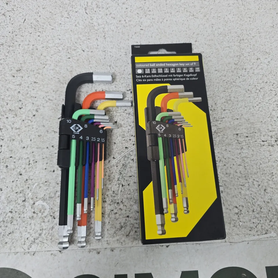 CK COLOURED BALL-END HEX KEY SET (9‑PIECE)