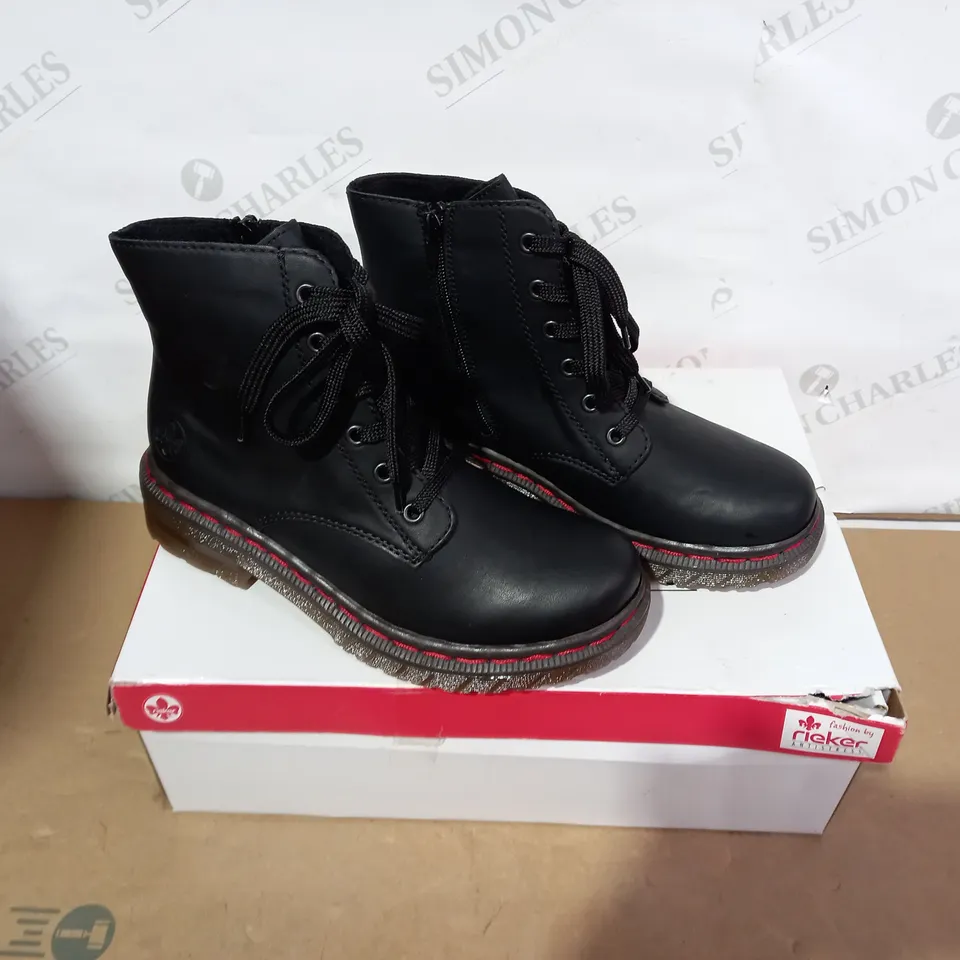 BOXED PAIR OF RIEKER BOOTS- SIZE 38