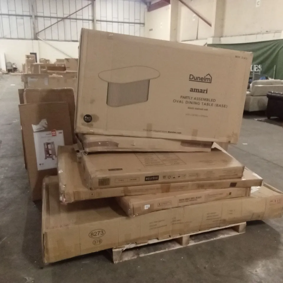 PALLET OF ASSORTED INCOMPLETE DESIGNER FURNITURE PARTS AND PIECES