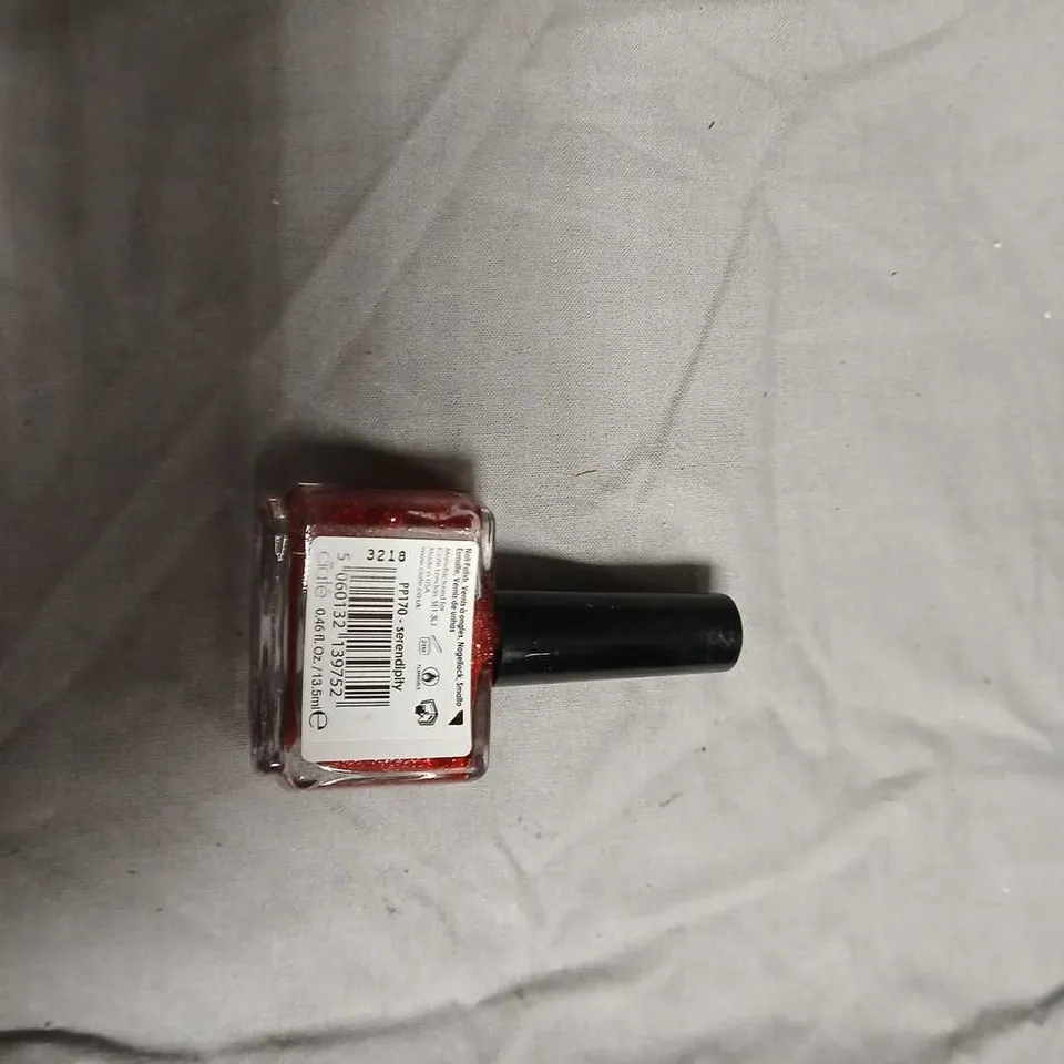 BOX OF APPROXIMATELY 300 ASSORTED CIATÉ LONDON NAIL POLISH INCLUDING  – GLITTER FINISHES (GOLD, RED GLITTER, CHAMPAGNE)-NO EXPIRY DATE SHOWN 
