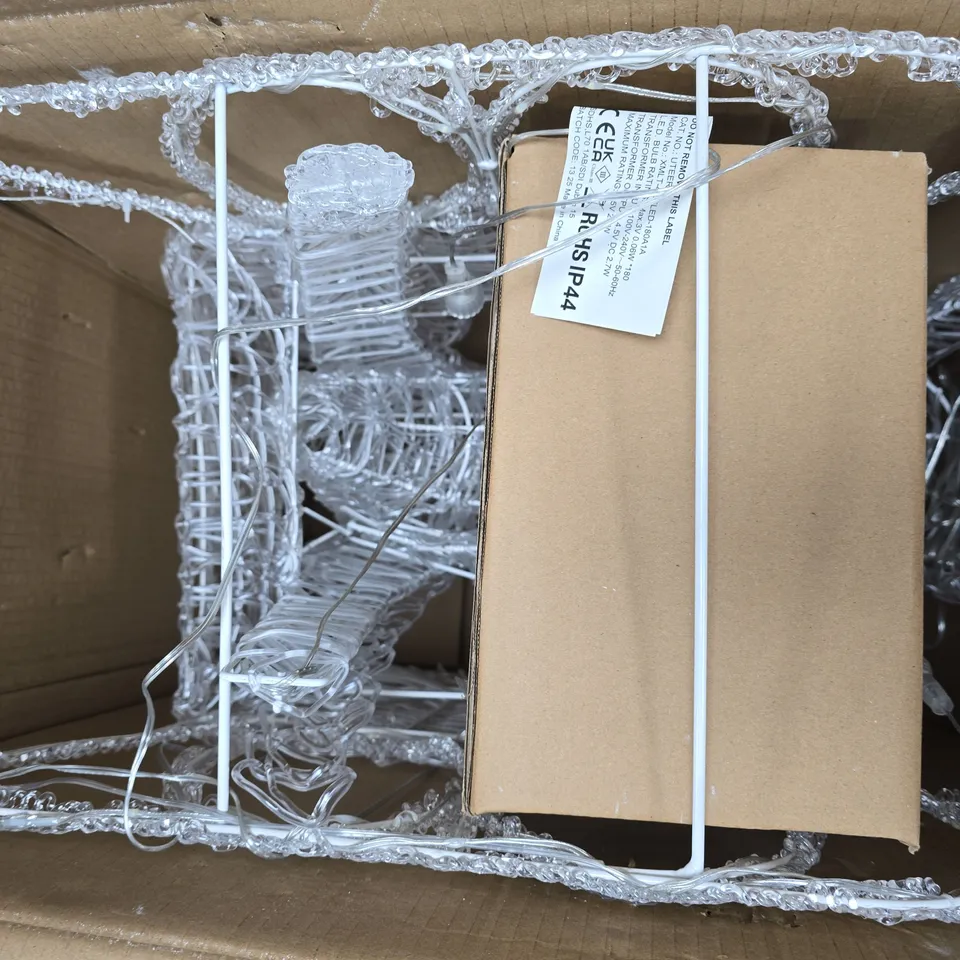 LARGE ACRYLIC REINDEER AND SLEIGH LIGHT UP OUTDOOR CHRISTMAS DECORATION - COLLECTION ONLY