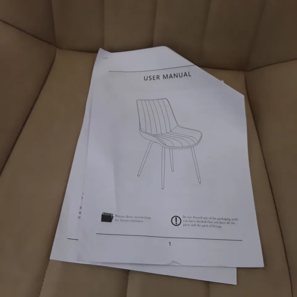BOXED SET OF 2 UPHOLSTERED FAUX LEATHER DINING CHAIRS - KHAKI (1 BOX)