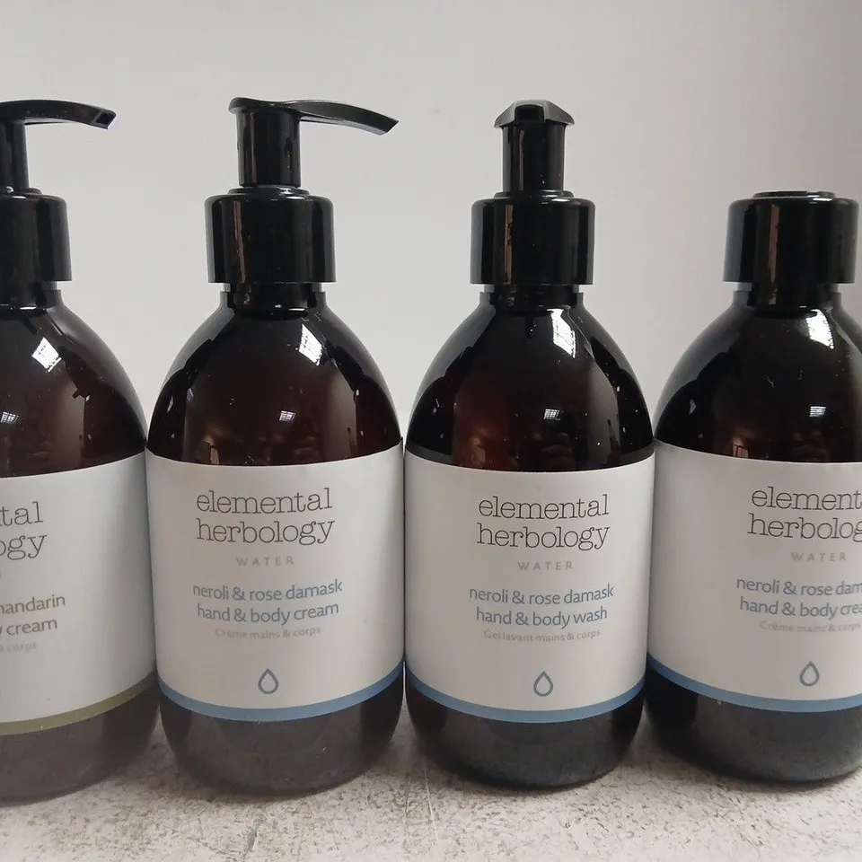 4 X ELEMENTAL HERBOLOGY PRODUCTS TO INCLUDE HAND,K BODY WASH & CREAM