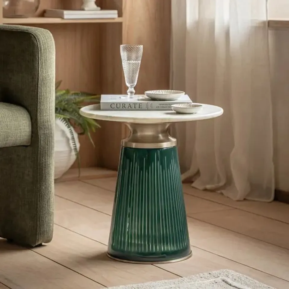 BOXED SEVILLE MARBLE SIDE TABLE - EMERALD (1 BOX)