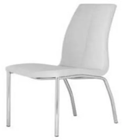 SIX FAUX LEATHER WHITE DINING CHAIRS