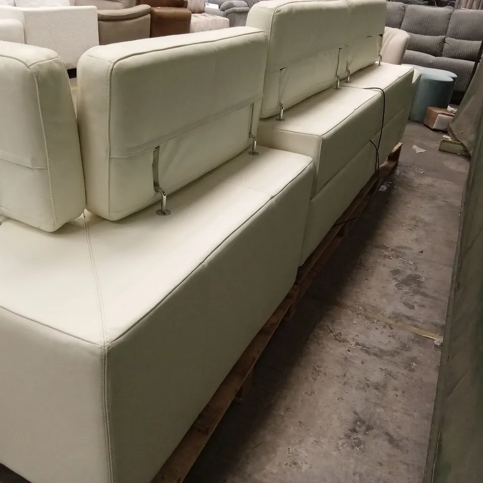 QUALITY DESIGNER ITALIAN MADE FLAVIO ELECTRIC RECLINER LEATHER CORNER SOFA - WHITE