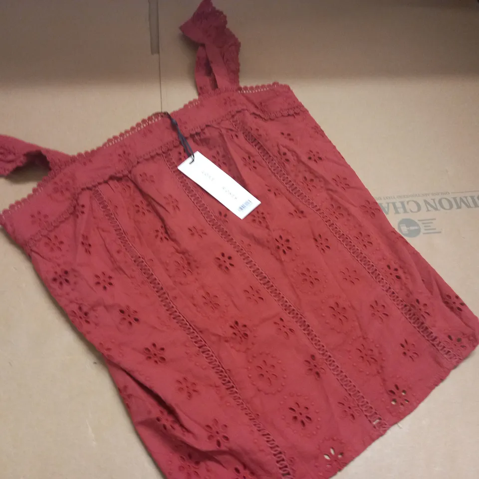 LOVE & ROSES BRODERIE CAMI IN RUST - UK 14