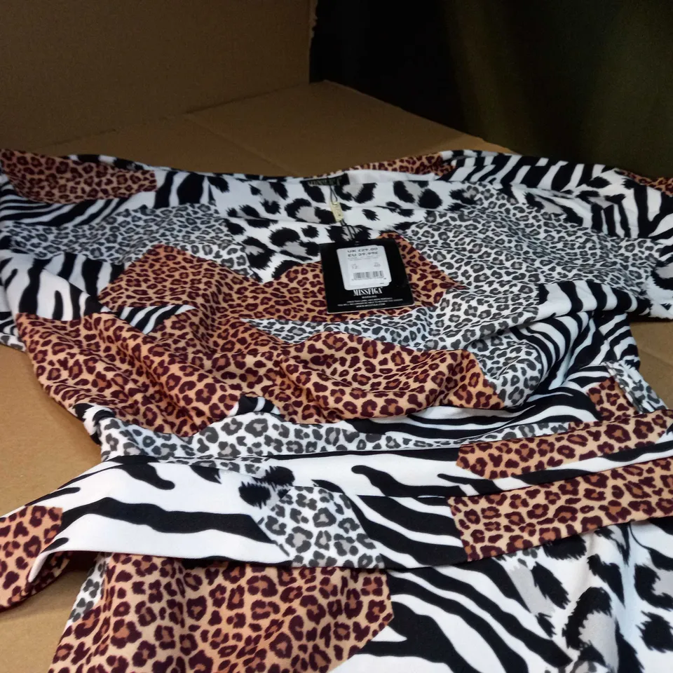 DESIGNER MULTI ANIMAL PRINT FORM FITTING MIDI DRESS - SIZE 12