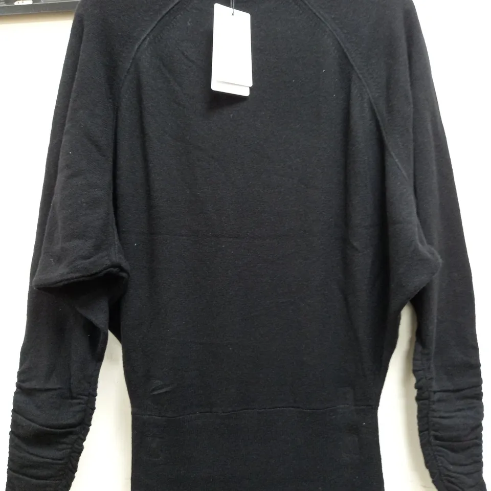 REISS CASHMERE BLEND FREYA KNITTED ROLL NECK DRESSTOP IN BLACK - SMLL