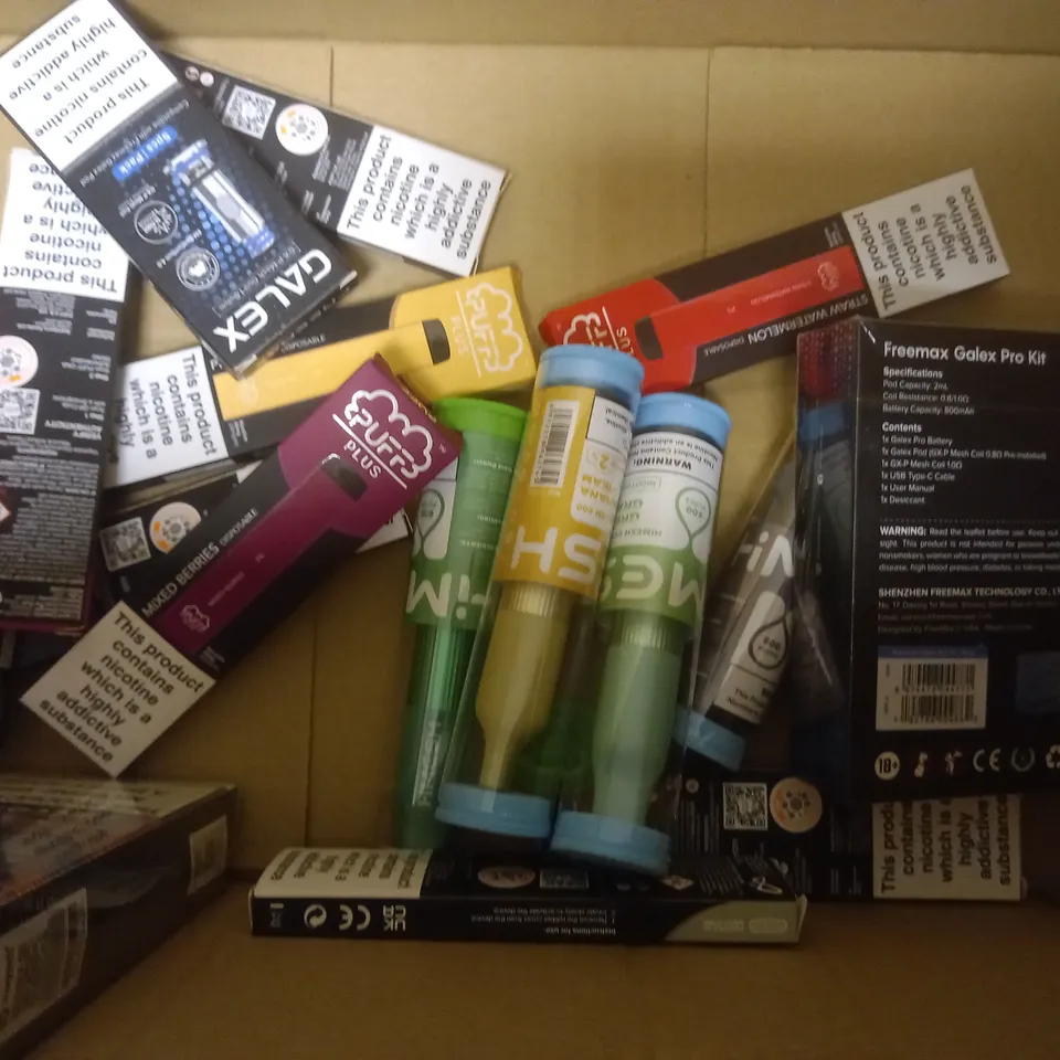 BOX OF APPROX 40 ASSORTED DISPOSABLE VAPES