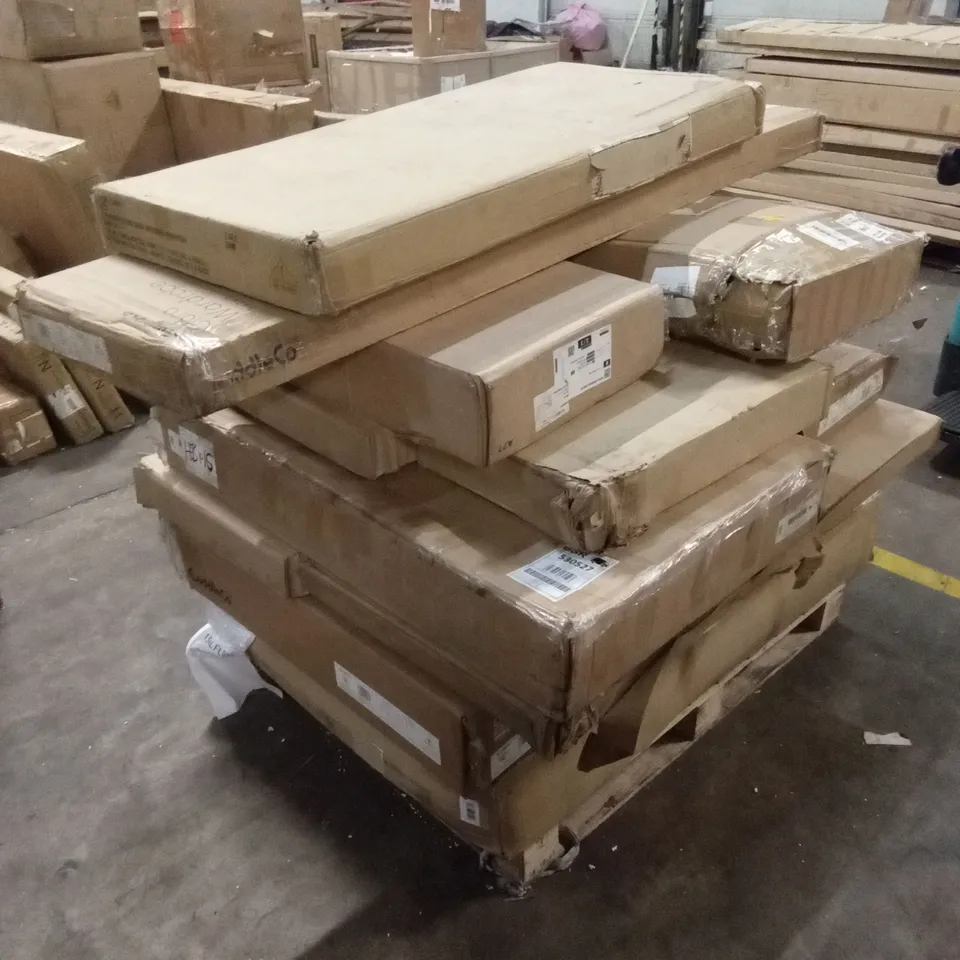 PALLET OF ASSORTED INCOMPLETE DESIGNER FURNITURE PARTS AND PIECES