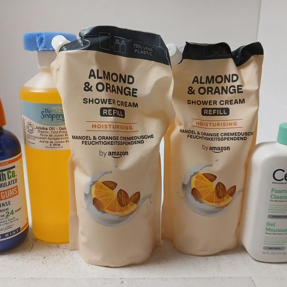 5 ASSORTED BEAUTY PRODUCTS TO INCLUDE ORAL RINSE, SHOWER CREAM REFILL, CERAVE CLEANSER, ETC 