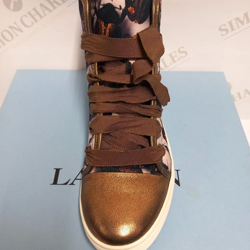 BOXED PAIR OF LANVIN BASKET HIGH TOP SNEAKER GOLD SIZE 38