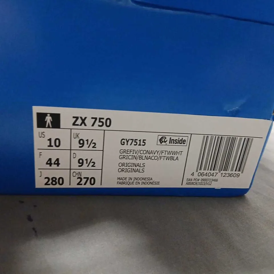 ADIDAS ZX 750 SNEAKERS – GREY/BLUE, US 10 (MEN)