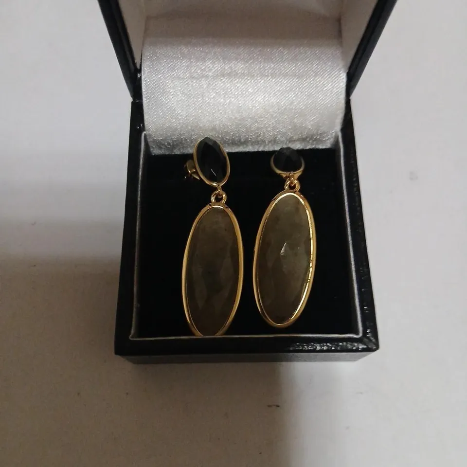 MALIKA FACETED OVAL GEMSTONE DROP EARRINGS 