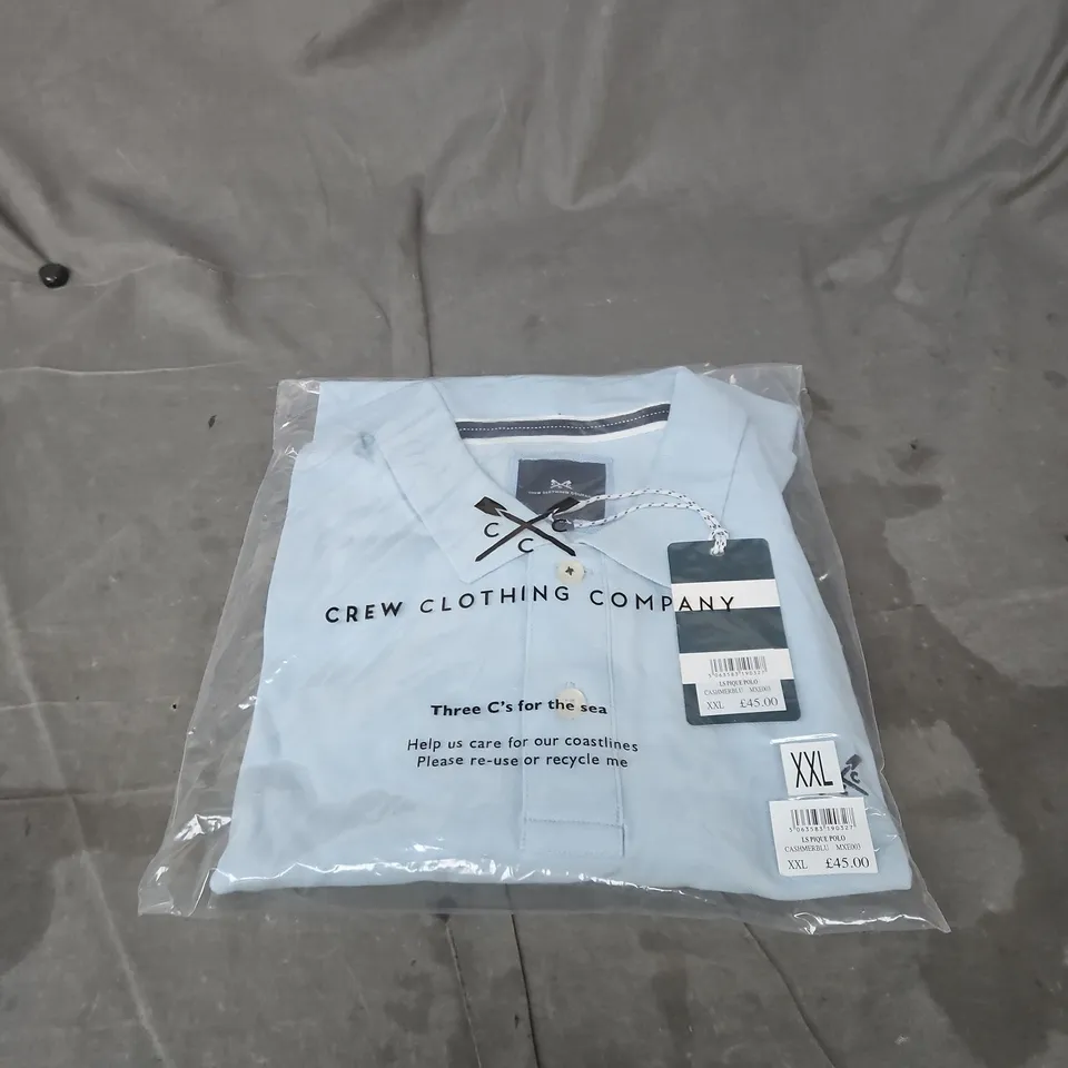 CREW CLOTHING COMPANY LS PIQUE POLO CASHMERE BLUE XXL BAGGED