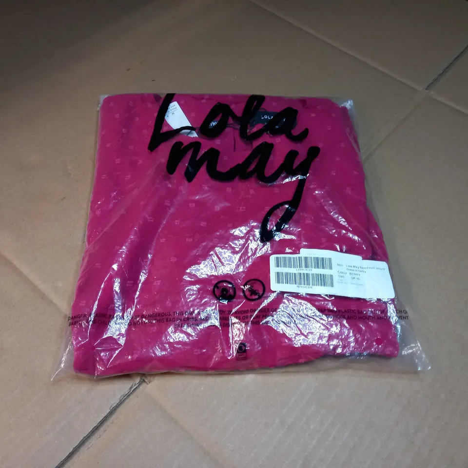 PACKAGED LOLA MAY BERRY TIERED MINI SMOCK DRESS - SIZE 10