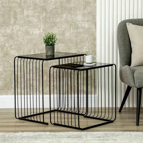 BOXED CYANI METAL BLACK NESTING TABLE ( 1 BOX )