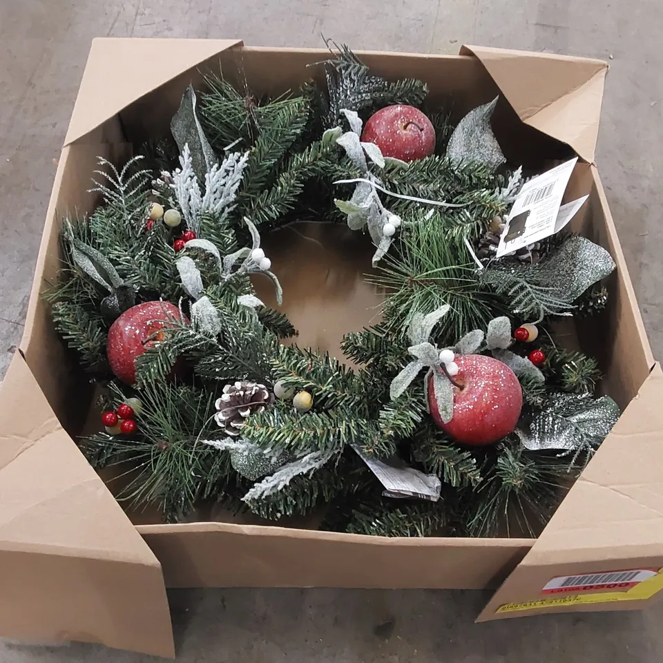 60CM PRE-LIT WREATH WITH DECORATIONS (1 BOX)