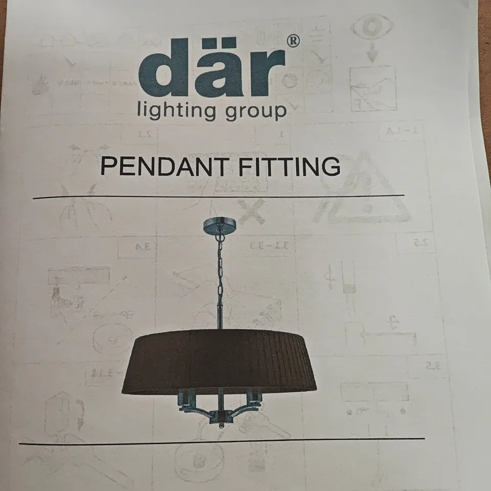 DAR CRISTIN 4-LIGHT PENDANT LIGHT IN ANTIQUE BRASS WITH SHADE