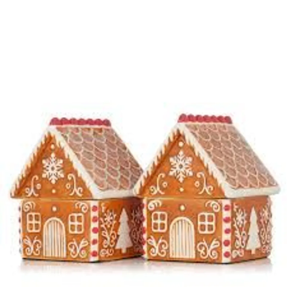 HOMEWORX BY SLATKIN + CO SET OF 2 6OZ CERAMIC GINGERBREAD HOUSE