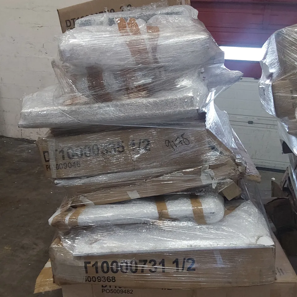 PALLET OF ASSORTED BOXED DINING TABLE PARTS 