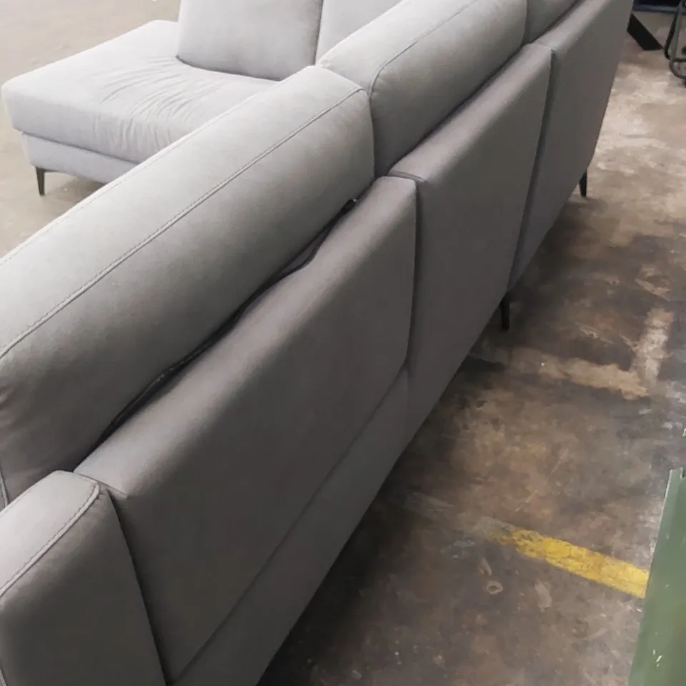 QUALITY DESIGNER ITALIAN MADE MARCELLO GREY FABRIC UPHOLSTERED 1-SEAT RECLINING CORNER SOFA