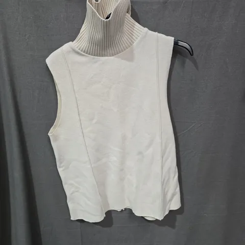 ZARA SLEEVELESS KNIT TURTLENECK TOP – BEIGE, UK 10 (EU 38) 