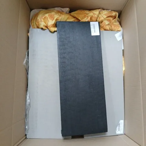BOX OF APPROXIMATELY 15 ITEMS INCLUDING CLOTHES DUVET AND FLOATING SHELVES