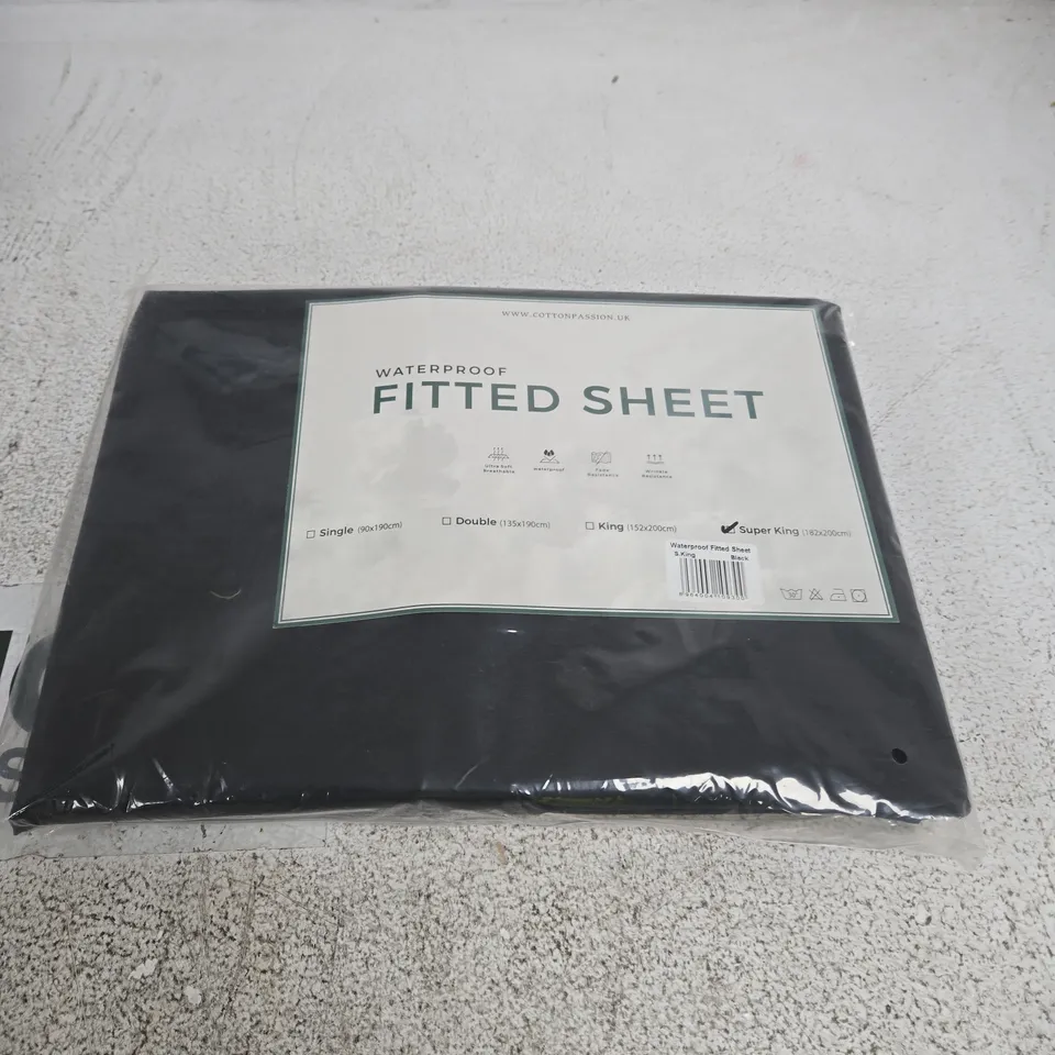 COTTON PASSION WATERPROOF FITTED SHEET – BLACK, SUPER KING (183X200 CM)