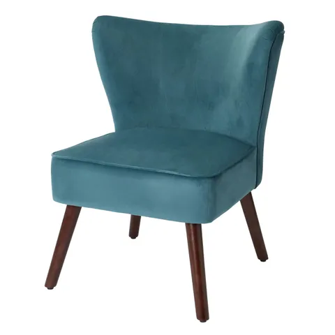 BOXED ZORITA TEAL VELVET EFFECT OCCASIONAL CHAIR (H)830MM (W)650MM (D)715MM (1 BOX)