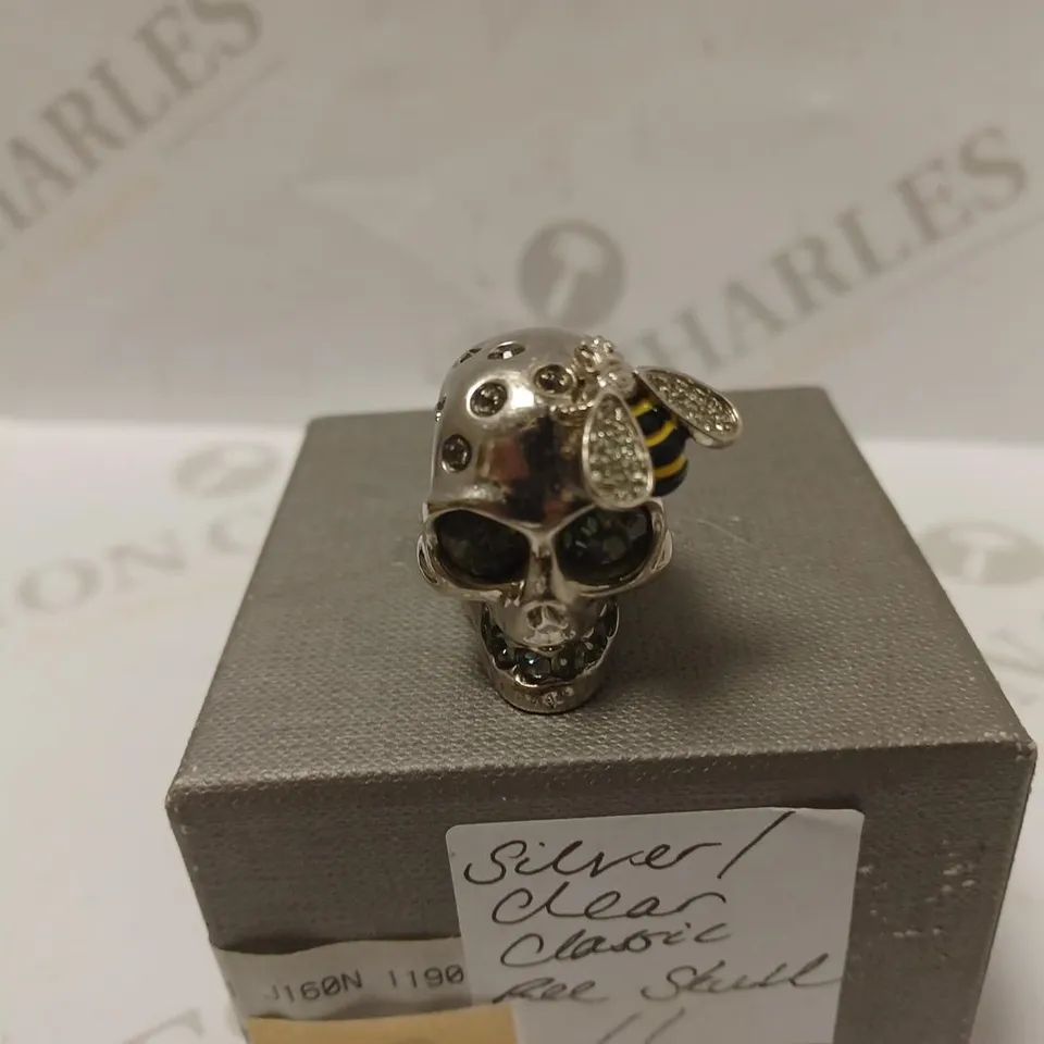 MCQ HORN SKULL RING - SILVER