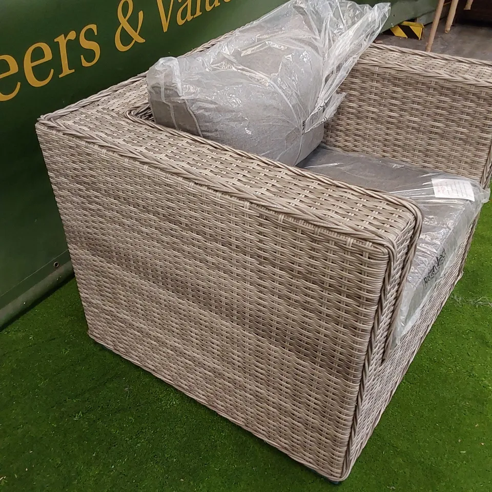 ASCOT GREY RATTAN ARMCHAIR WITH CUSHIONS 