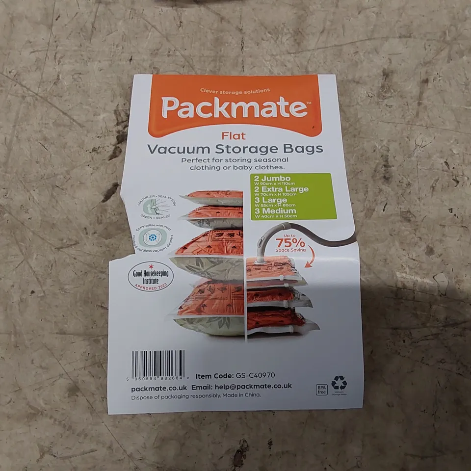 BOXED PACKMATE SET OF APPROXIMATELY 10 MIXED SIZES VACUUM BAGS (1 BOX)