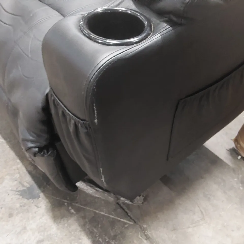 QUALITY DESIGNER ELECTRIC RECLINER FAUX LEATHER ARMCHAIR - BLACK