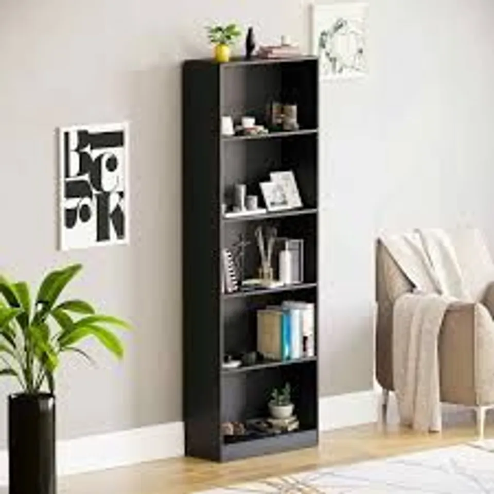 BOXED CAMBRIDGE 5 TIER EXTRA LARGE BOOKCASE - BLACK 