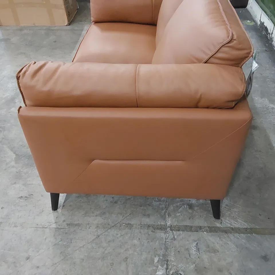 DESIGNER SASHA 2 SEATER TAN LEATHER SOFA