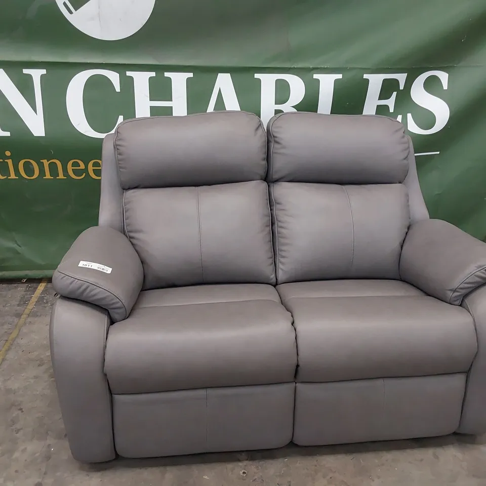 QUALITY BRITISH DESIGNER G PLAN KINGSBURY TWO SEATER SOFA CAPRI GREY LEATHER 